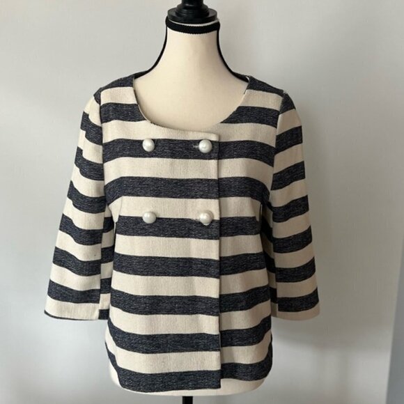 Striped Blazer with Pearl Detail - Picture 1 of 14